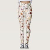 Waterkleur Boho Bloemmotief Leggings (Voorkant)