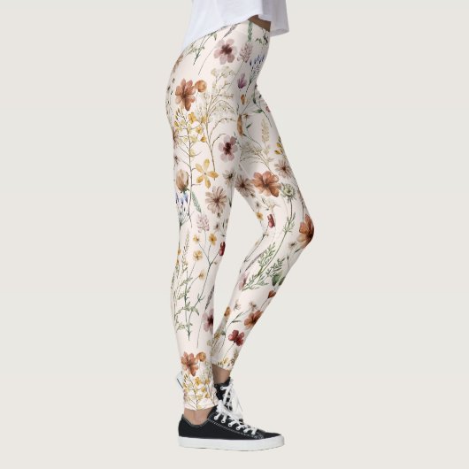 Waterkleur Boho Bloemmotief Leggings (Rechts)