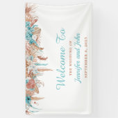 Waterkleur Boho Terracotta Bloemige Trouwdag Spandoek (Verticaal)