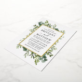 Waterkleur Botanische Groene Huwelijk Goud Folie Uitnodiging (Gedraaid)