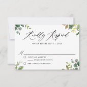 Waterkleur Botanische Groene Huwelijks RSVP Kaart (Voorkant)