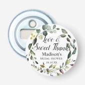 Waterkleur botanische groene krans bedankt button flesopener (Voorkant)