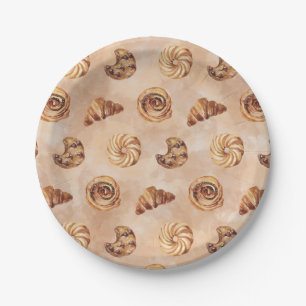Waterkleur Confectie Banketbakkerij Eten Brunch Papieren Bordje
