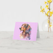 Waterkleur Dachshund Alle Gelegenheid Wenskaart Kaart (Gele Bloem)