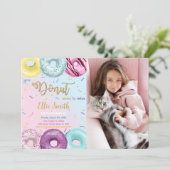 Waterkleur Donut Foto Uitnodiging (Staand voorkant)