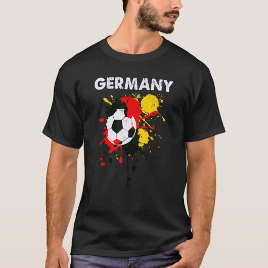  waterkleur Duitsland Vlag Football Voetbal Voetba T-shirt (Voorkant)