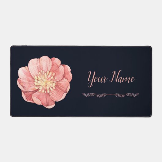 Waterkleur Elegante stijlvolle bloemenbloesem Bureaumat (Voorkant)