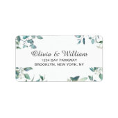 Waterkleur Eucalyptus Groenery  Elegante Chic Etiket (Voorkant)