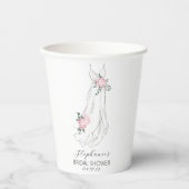 Waterkleur Eucalyptus Pioenjurk Bruidsmeisjesfeest Papieren Bekers (Voorkant)