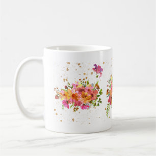 Waterkleur Flower Bright Gold Coffee Mok