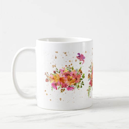 Waterkleur Flower Bright Gold Coffee Mok (Links)