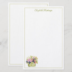 Waterkleur Fruit en Bloemen Mand Briefpapier