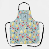 Waterkleur Fruitpatroon Monogram Gepersonaliseerd Schort (Voorkant)