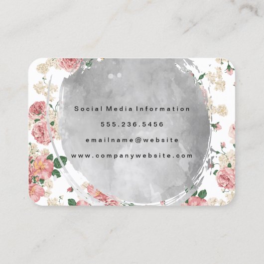 Waterkleur Geborsteld  bloemmotief Visitekaartje (Achterkant)