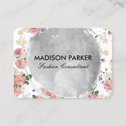 Waterkleur geborsteld vintage bloempatroon visitekaartje (Voorkant)