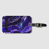 Waterkleur Geode Diep Blauw Paars Roze Goud Agaat Bagagelabel (Voorkant (horizontaal))