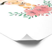 Waterkleur Giraffe met Bloemen Foto Afdruk (Hoek)