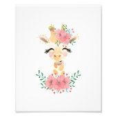 Waterkleur Giraffe met Bloemen Foto Afdruk (Voorkant)