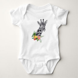 Waterkleur Giraffe met Tropisch Boeket Romper