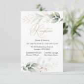 Waterkleur groen & goud bladreceptie informatiekaartje (Staand voorkant)