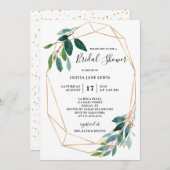 Waterkleur Groene Bruidsfeest Uitnodigingen  (Voorkant / Achterkant)