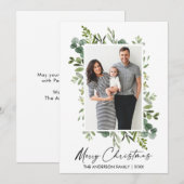 Waterkleur Groene Calligrafie Inkt Schrift Feestdagenkaart (Voorkant / Achterkant)