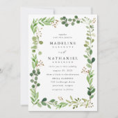 Waterkleur Groene Frame Bruiloft Kaart (Voorkant)