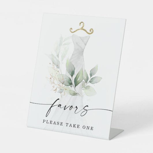 Waterkleur Groene Goud Bruidsdiner Favorieten Bord Reclamebord Met Voetstuk (Voorkant)