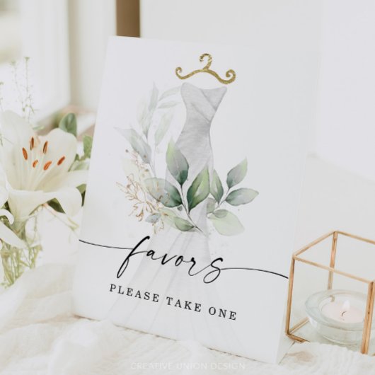 Waterkleur Groene Goud Bruidsdiner Favorieten Bord Reclamebord Met Voetstuk