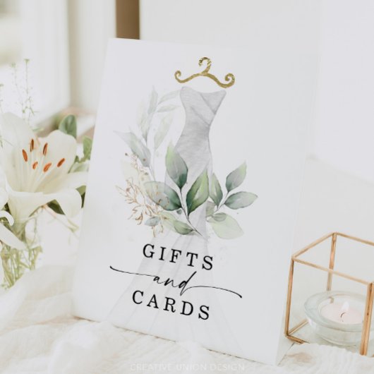 Waterkleur Groene Goud Bruidsfeest Cadeaus Bord Reclamebord Met Voetstuk