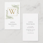 Waterkleur Groene Goud Monogram Professioneel Visitekaartje (Voorkant / Achterkant)