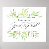 Waterkleur Groene Huwelijks Gastboek Signalisatie Poster (Voorkant)