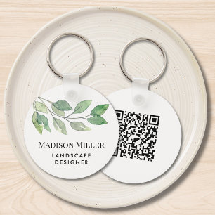 Waterkleur Groene Landschapsontwerper QR-code Sleutelhanger