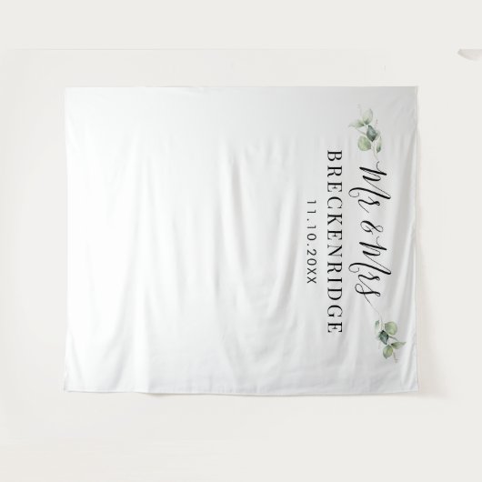 Waterkleur Groene Minimalistische Trouw Achtergron Wandkleed (Voorkant (horizontaal))