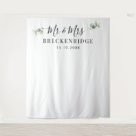 Waterkleur Groene Minimalistische Trouw Achtergron Wandkleed