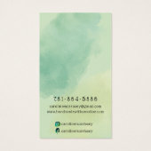 Waterkleur groene oorbeldisplaykaart visitekaartje (Achterkant)