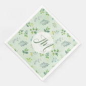 Waterkleur Groene Patroon Monogram Trouwdag Servet (Hoek)