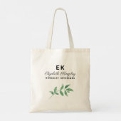 Waterkleur Groene Zakelijke Monogram Tote Bag (Achterkant)