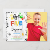 Waterkleur Hoge Vijf Fotouitnodiging Kaart (Voorkant)