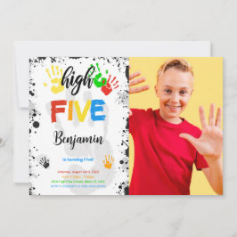 Waterkleur Hoge Vijf Fotouitnodiging Kaart
