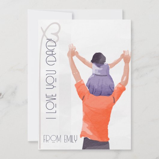 Waterkleur Illustratie Papa en dochter Feestdagenkaart (Voorkant)