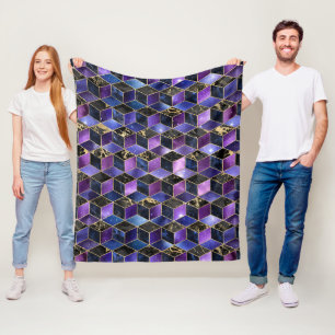 Waterkleur isometrisch met gouden en marmeren melk fleece deken