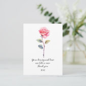 WATERKLEUR JUNE ROOS GEBORTEBLOEM  BRIEFKAART (Staand voorkant)
