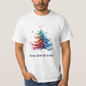 Waterkleur Kerstboom Vier Kerstmis T-shirt (Voorkant)