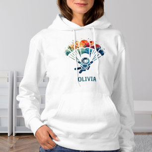 Waterkleur Kleurrijke Parachutist Icoon Persoonlij Hoodie