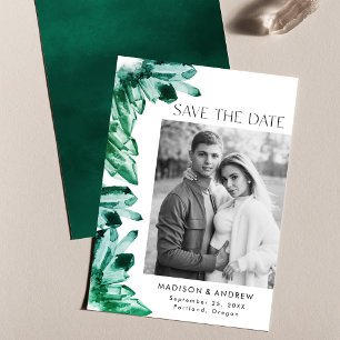 Waterkleur Kristallen Smaragdgroene Foto Save The Date