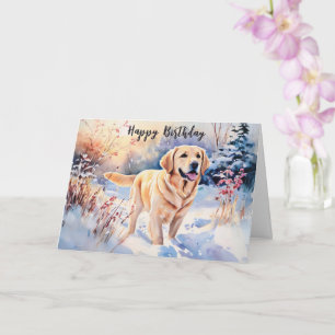 Waterkleur Labrador Hond In Sneeuw Gelukkige Verja Kaart