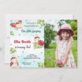 Waterkleur Ladybug Foto uitnodiging (Voorkant)