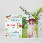 Waterkleur Ladybug Foto uitnodiging (Staand voorkant)