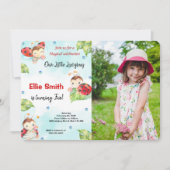 Waterkleur Ladybug Foto uitnodiging (Voorkant)